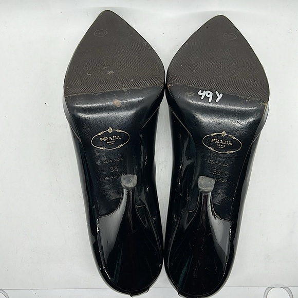 Prada Authenticated Black Patent Leather Stiletto Heel Shoes **Sz 38/US Size 8** - Picture 9 of 14